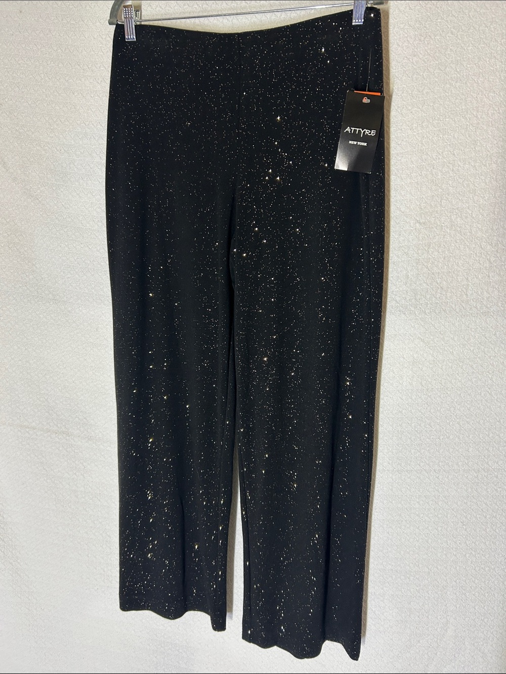 Attyre Black Wide-Leg Pants with Gold Glitter